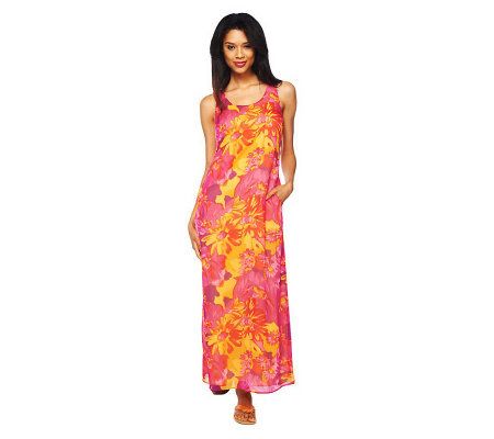 Isaac Mizrahi Live! Sleeveless A-Line Woven Maxi Dress