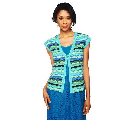 Isaac Mizrahi Live! Hand Crochet Cap Sleeve Cardigan - A224217