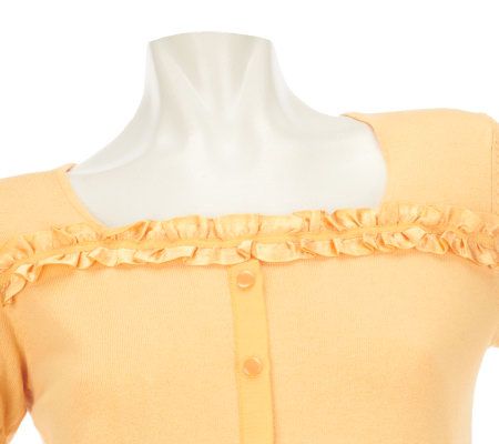 Linea by Louis DellOlio Whisper Knit Sweater with Ruffle Detail