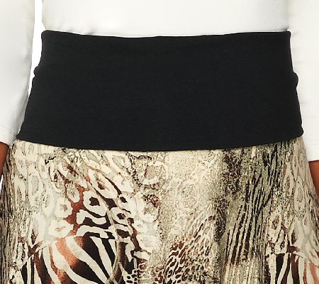 Women with Control Regular Printed Maxi Skirt with Foldover Waist