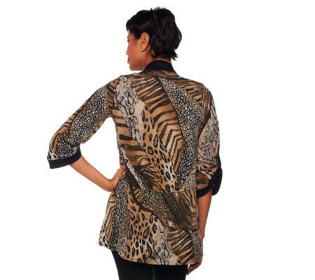 Attitudes by Renee Animal Print Jacket with Drawstring