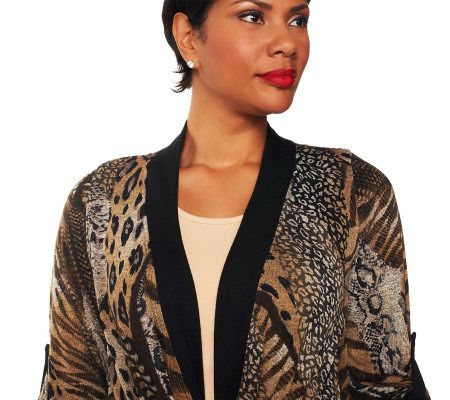 Attitudes by Renee Animal Print Jacket with Drawstring