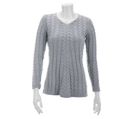 Liz Claiborne New York Graduating Cable V-Neck Sweater Tunic - A228917