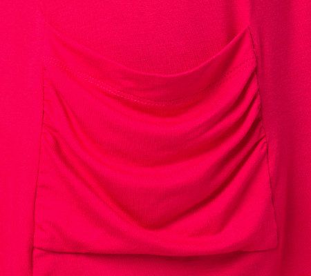 LOGO by Lori Goldstein 3/4 Sleeve Knit Top with Ruched Pockets