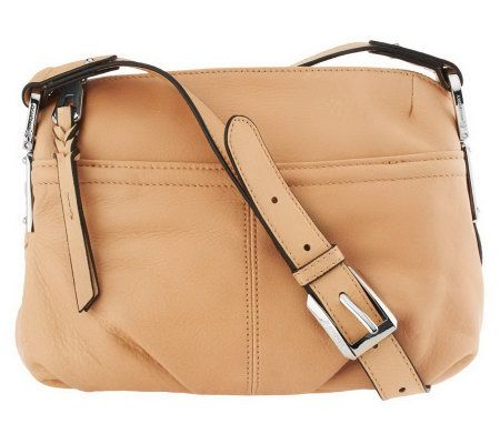 B. Makowsky Glove Leather Zip Top Crossbody Bag w/ Braid Detail - A230917