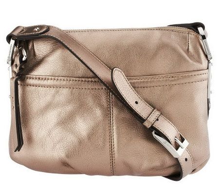 B. Makowsky Glove Leather Zip Top Crossbody Bag w/ Braid Detail - A230917