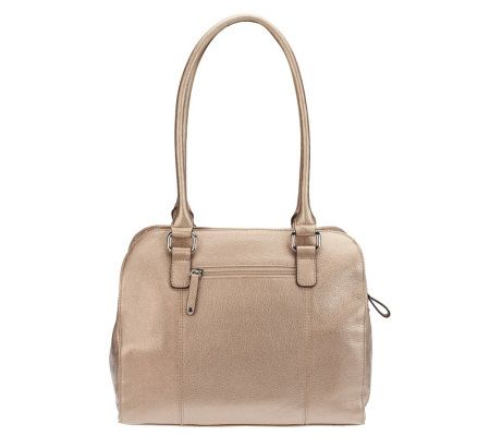 Tignanello Pebble Leather Satchel with Perforated Accents
