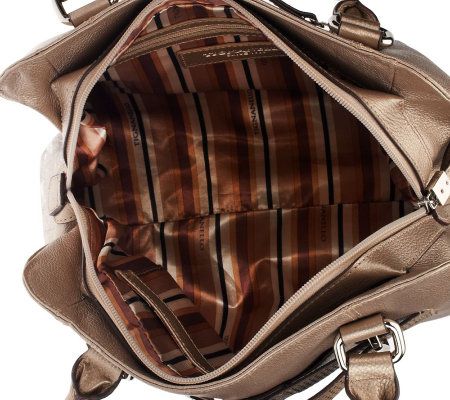 Tignanello Pebble Leather Satchel with Perforated Accents