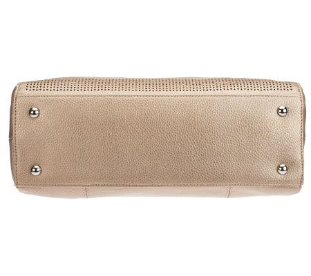 Tignanello Pebble Leather Satchel with Perforated Accents