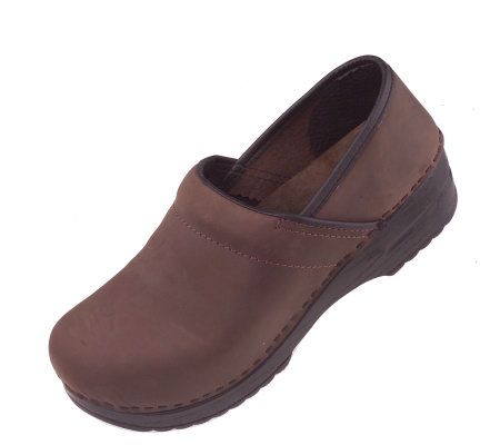 Italian Shoemakers Leather Slip-on Closed Back Comfort Clogs â€” QVC ...