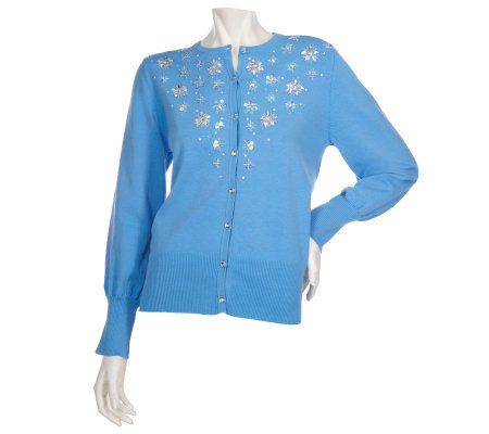 Bob Mackies Jeweled Motif Cardigan - A97217