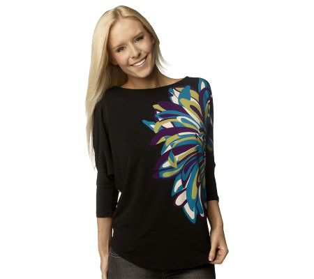 M by Marc Bouwer Floral Print Tunic with 3/4 Sleeves - A203318