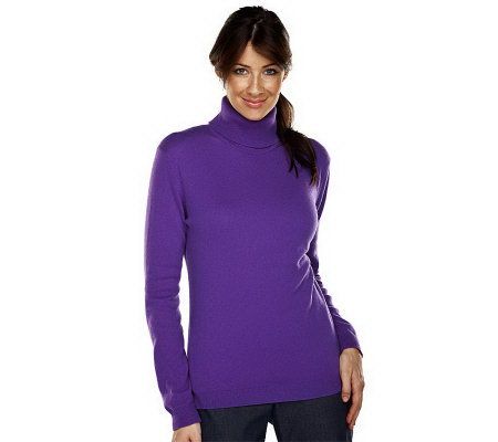 Isaac Mizrahi Live! 2 Ply Cashmere Long Sleeve Turtleneck - A211518