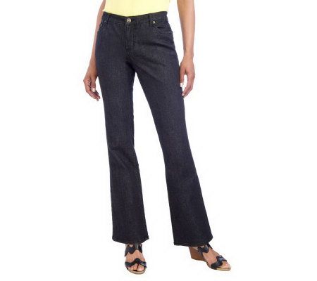 Isaac Mizrahi Live! Fly Front 5 Pocket Denim Boot Cut Jeans - A214518