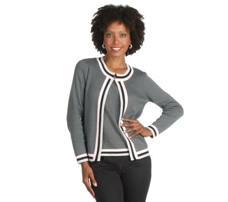 Joan Rivers Color Block Piped Cardigan - A215818