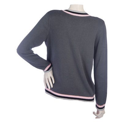 Joan Rivers Color Block Piped Cardigan