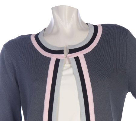 Joan Rivers Color Block Piped Cardigan