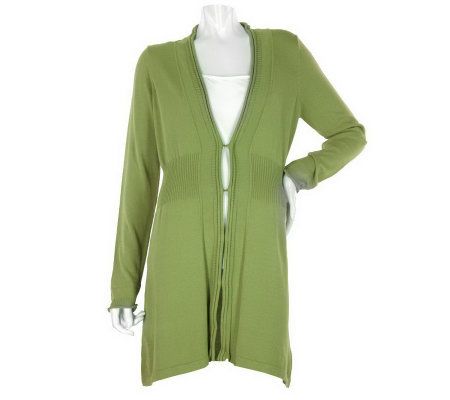 George Simonton Jersey Duster Cardigan with Rib Trim - A216618