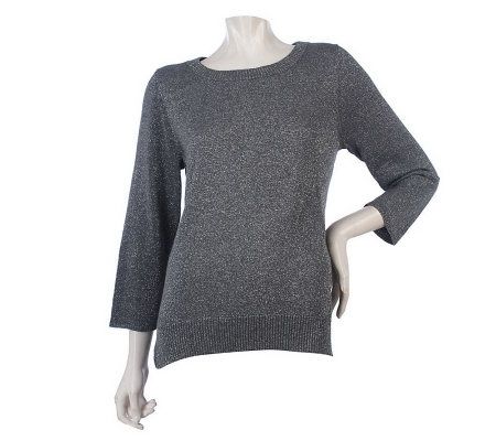 LOGO by Lori Goldstein 3/4 Sleeve Sweater with Hi-Lo Hem - A217718