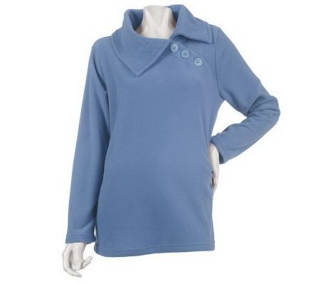 Denim & Co. Fleece Pullover with Envelope Button Collar - A218918