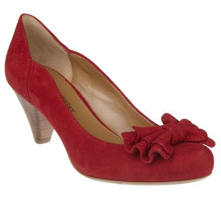 B. Makowsky Leather & Suede Pumps w/ Bow Detail - A219418
