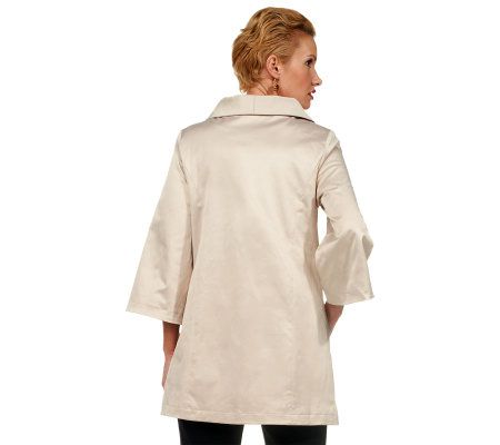 Joan Rivers Funnel Neck 3/4 Sleeve Swing Coat