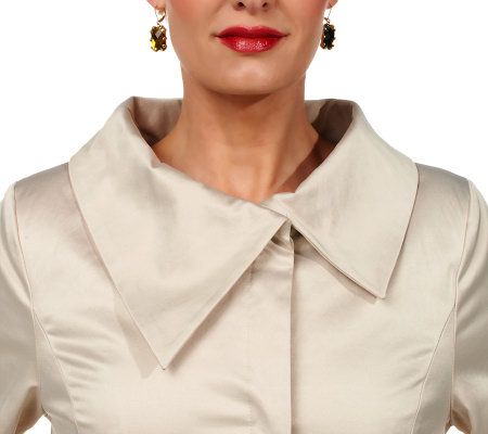 Joan Rivers Funnel Neck 3/4 Sleeve Swing Coat