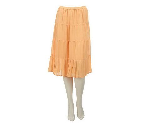 Linea by Louis DellOlio Tiered Boho Skirt with Pleat Detail - A224718