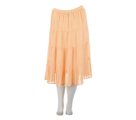 Linea by Louis DellOlio Tiered Boho Skirt with Pleat Detail