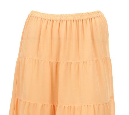 Linea by Louis DellOlio Tiered Boho Skirt with Pleat Detail