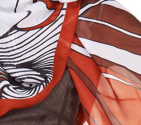 Luxe Rachel Zoe Graphic Wave Printed Square Scarf