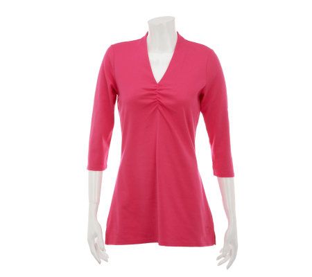 Liz Claiborne New York 3/4 Sleeve V-Neck Knit Tunic - A228918