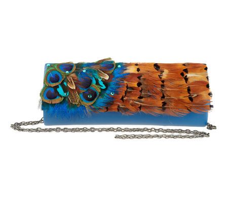 Lee Sands Peacock Feather East West Handbag - A229818