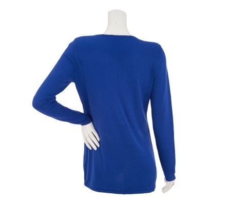 Attitudes by Renee V-Neck Sweater with Bead Detail