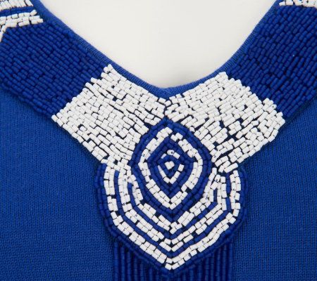 Attitudes by Renee V-Neck Sweater with Bead Detail