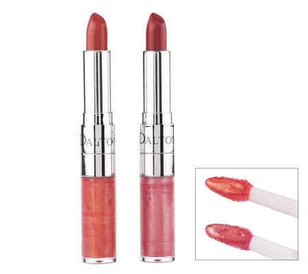 Dalton Double Ended Pink and Coral Lipstick and Lipgloss Duo - A236018
