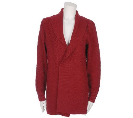 Me by Emme Shawl Collar Diamond Stitch Cardigan - A26618
