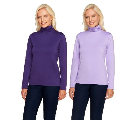 Susan Graver Essentials Butterknit Set of 2 Ruched Turtlenecks - A27918