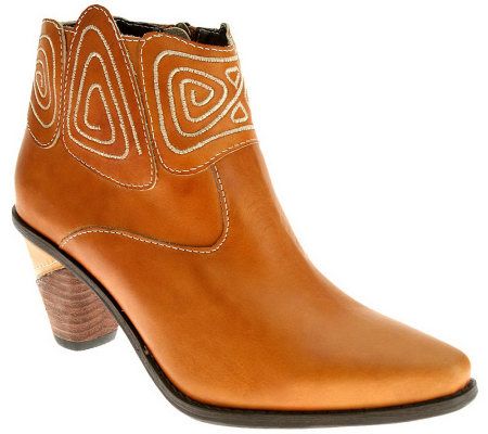 Spring Step Gamer Leather Booties with StackedHeels - A325418