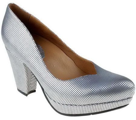 Earthies Tarnow Silver Pebble Suede Leather Platform Pumps - A325918