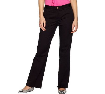 Isaac Mizrahi Live! Stretch Cotton Twill Straight Leg Pants - A200519