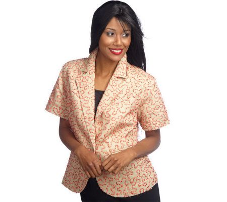 George Simonton Short Sleeve Notch Collar Jacket with Embroidery - A200819