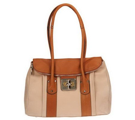 B. Makowsky Two Tone Glove Leather Medium Flap Satchel - A201619
