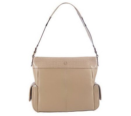 Isaac Mizrahi Live! Mixed Material Hobo Bag with Clip Closure - A202219