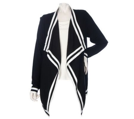 Dennis Basso Cascade Sweater with Contrast Border - A214219