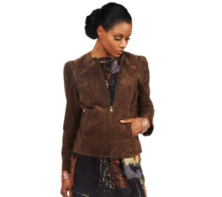 Luxe Rachel Zoe Suede Jacket w/Zip Off Sleeves - A221819