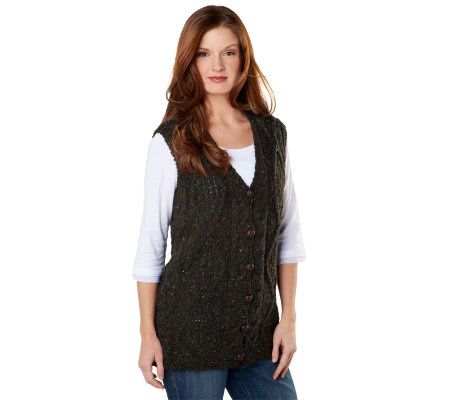 Aran Craft Front Button Wool Sweater Vest - A222919
