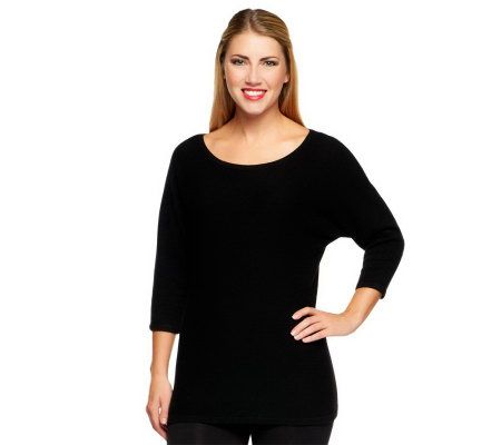 Isaac Mizrahi Live! 2 Ply Cashmere Dolman Sleeve Sweater - A225619