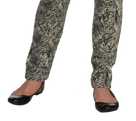 LOGO by Lori Goldstein Animal Print Slim Leg Knit Jeans
