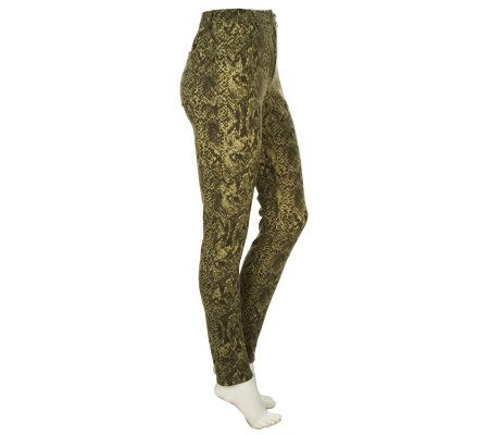 LOGO by Lori Goldstein Animal Print Slim Leg Knit Jeans